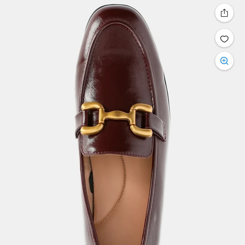 Time and Tru Women's Faux Leather Buckle Loafers: Burgundy Color